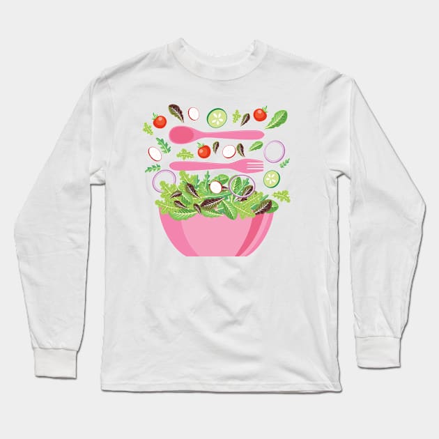 Pink Salad Long Sleeve T-Shirt by SWON Design